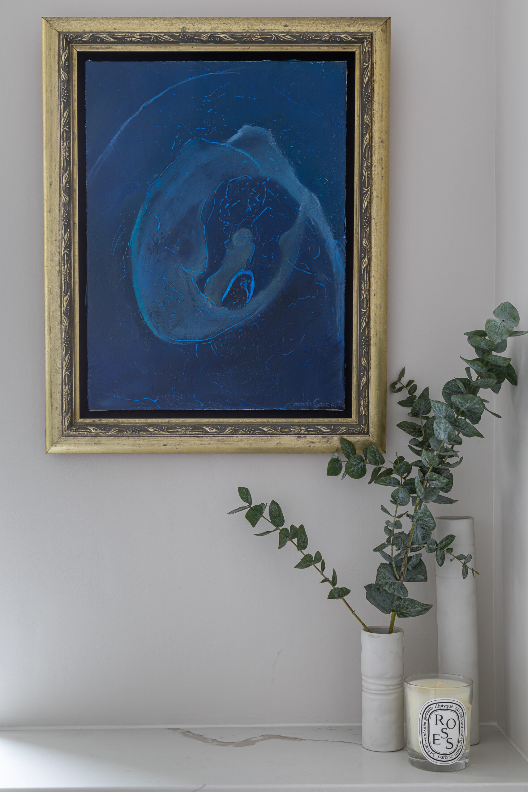 Paired back London mayfair apartment interior design painting