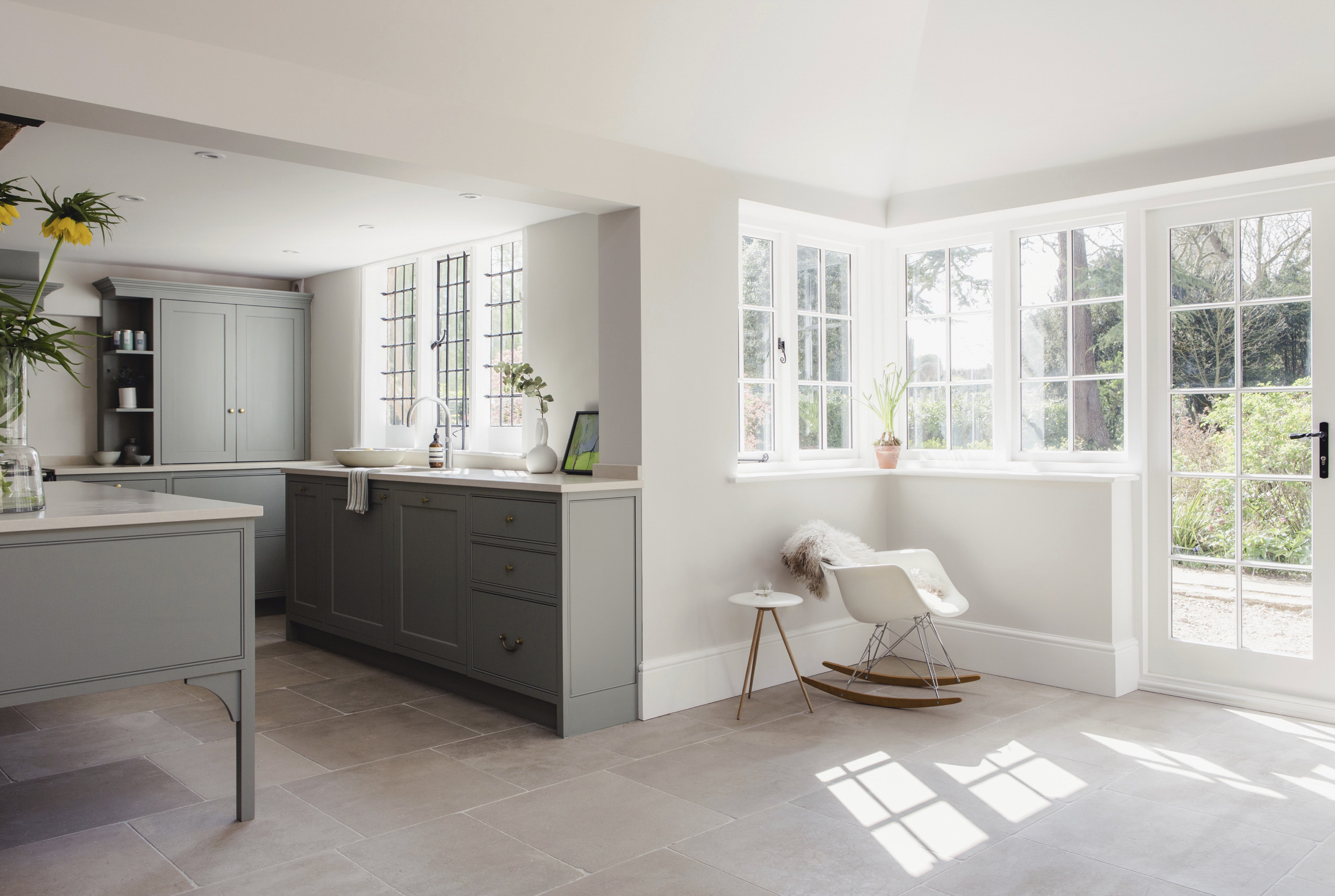 Listed heritage townhouse interior renovation pastel kitchen