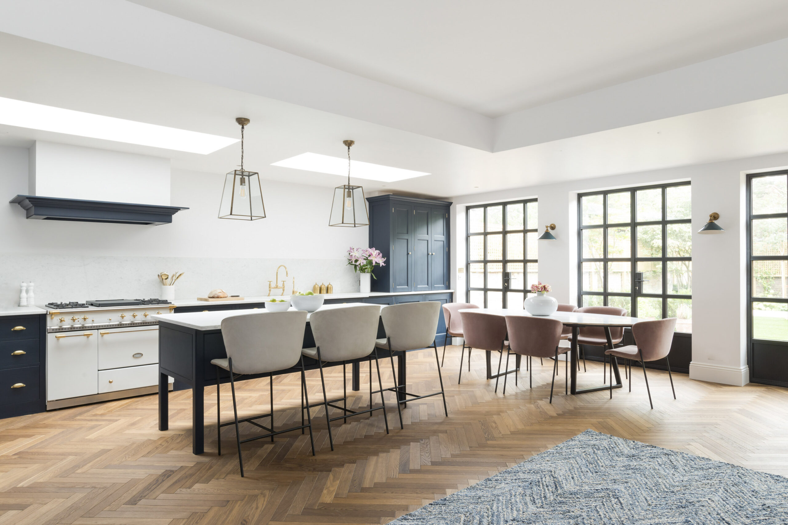 Open plan modern shaker kitchen living room extension interior design