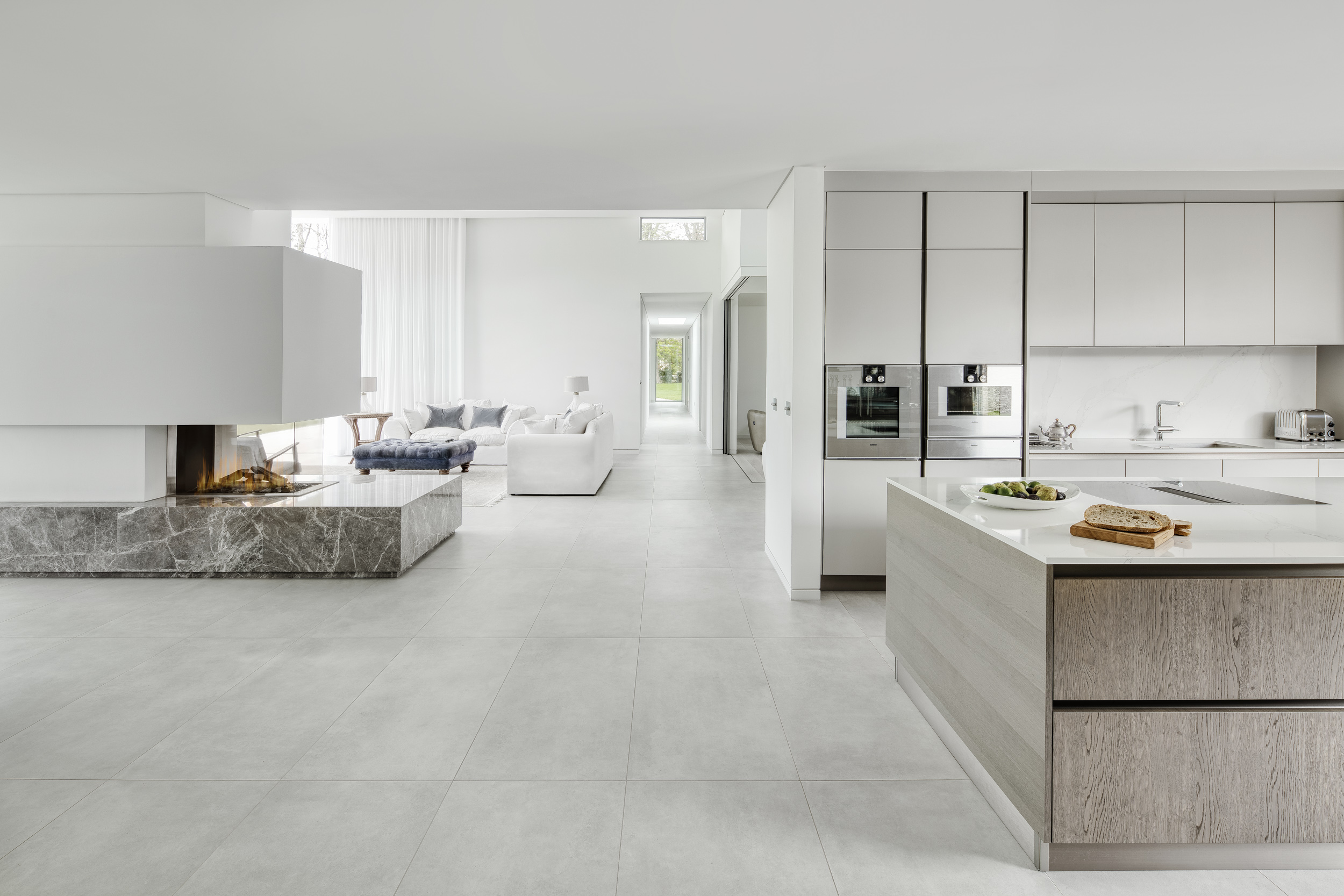 Contemporary light filled kitchen living new build home