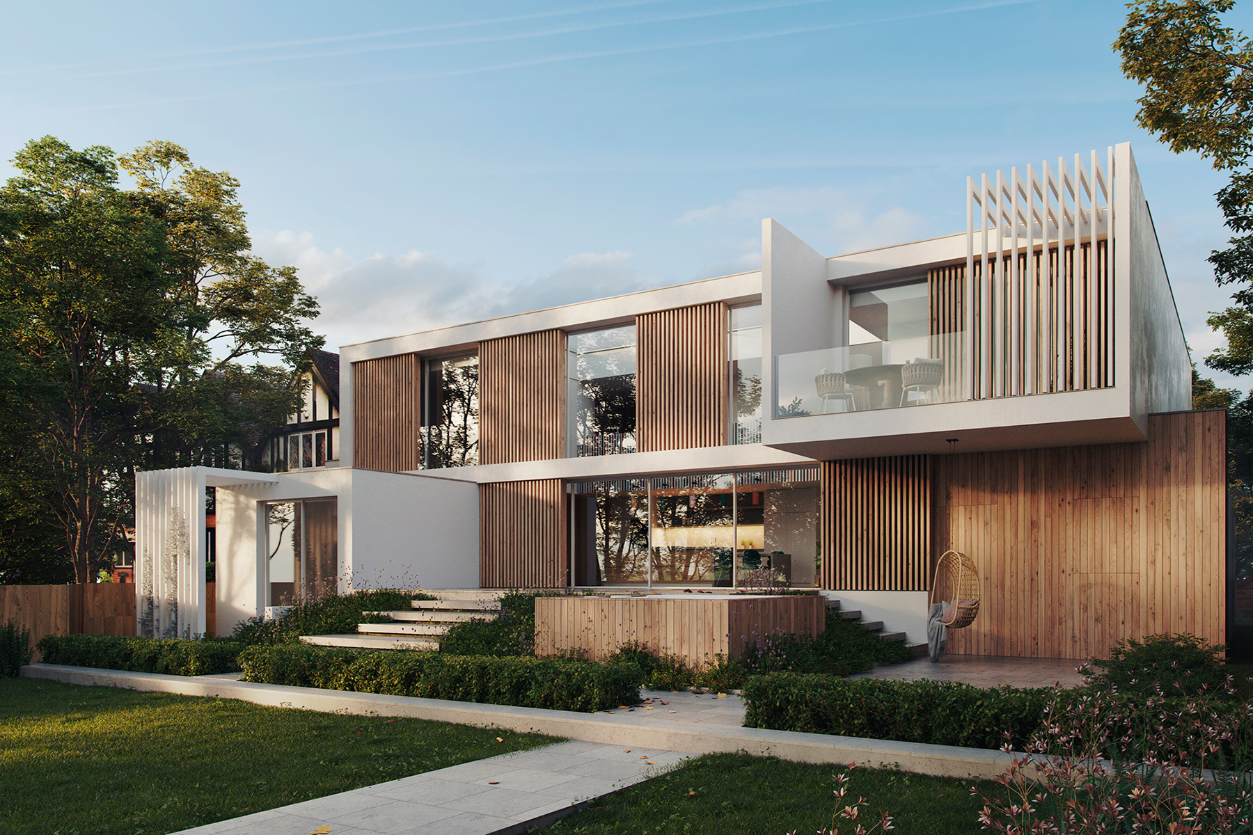 Riverbank Thames new build home render