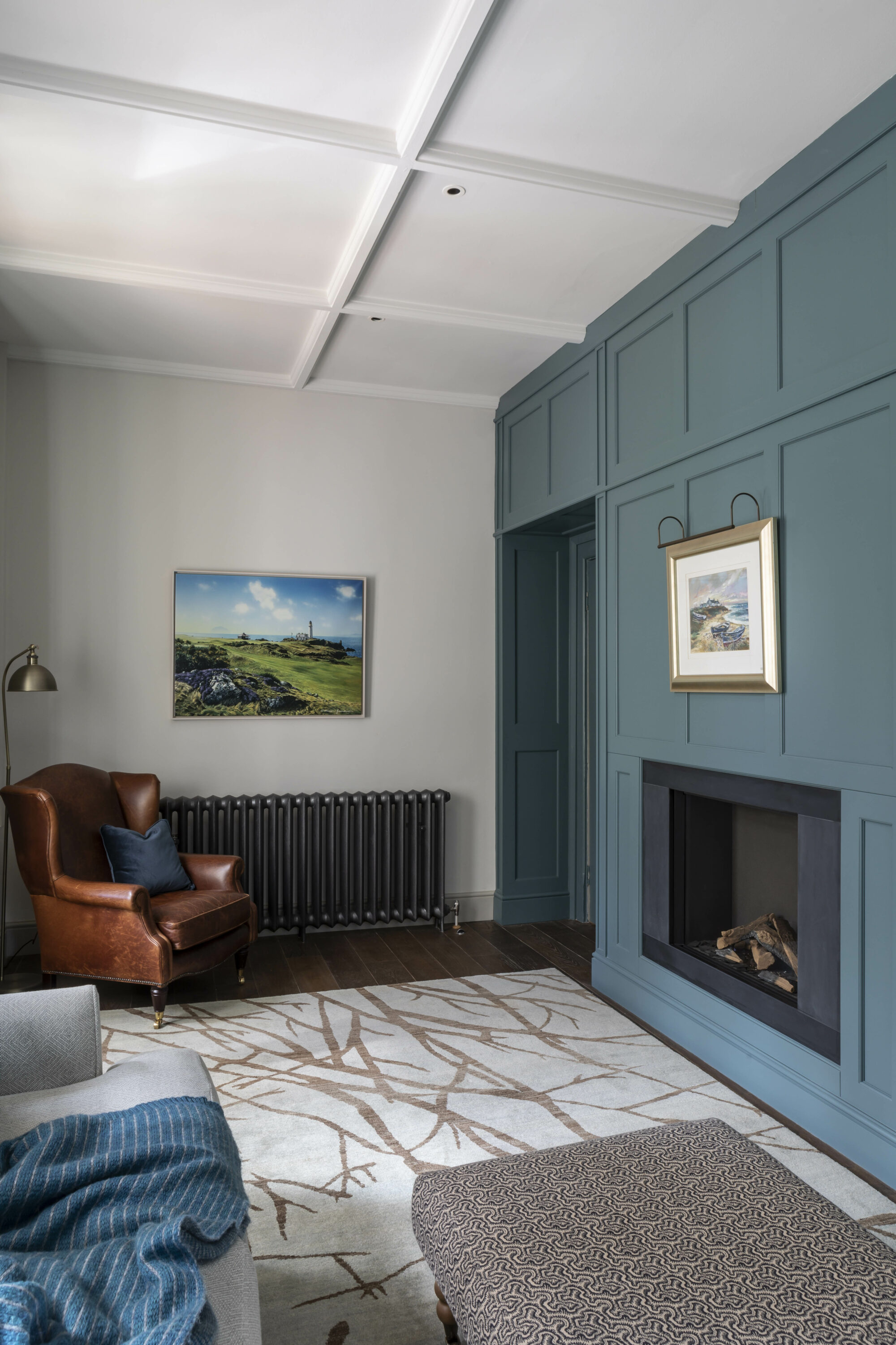 Cosy interior living room panelling country house design