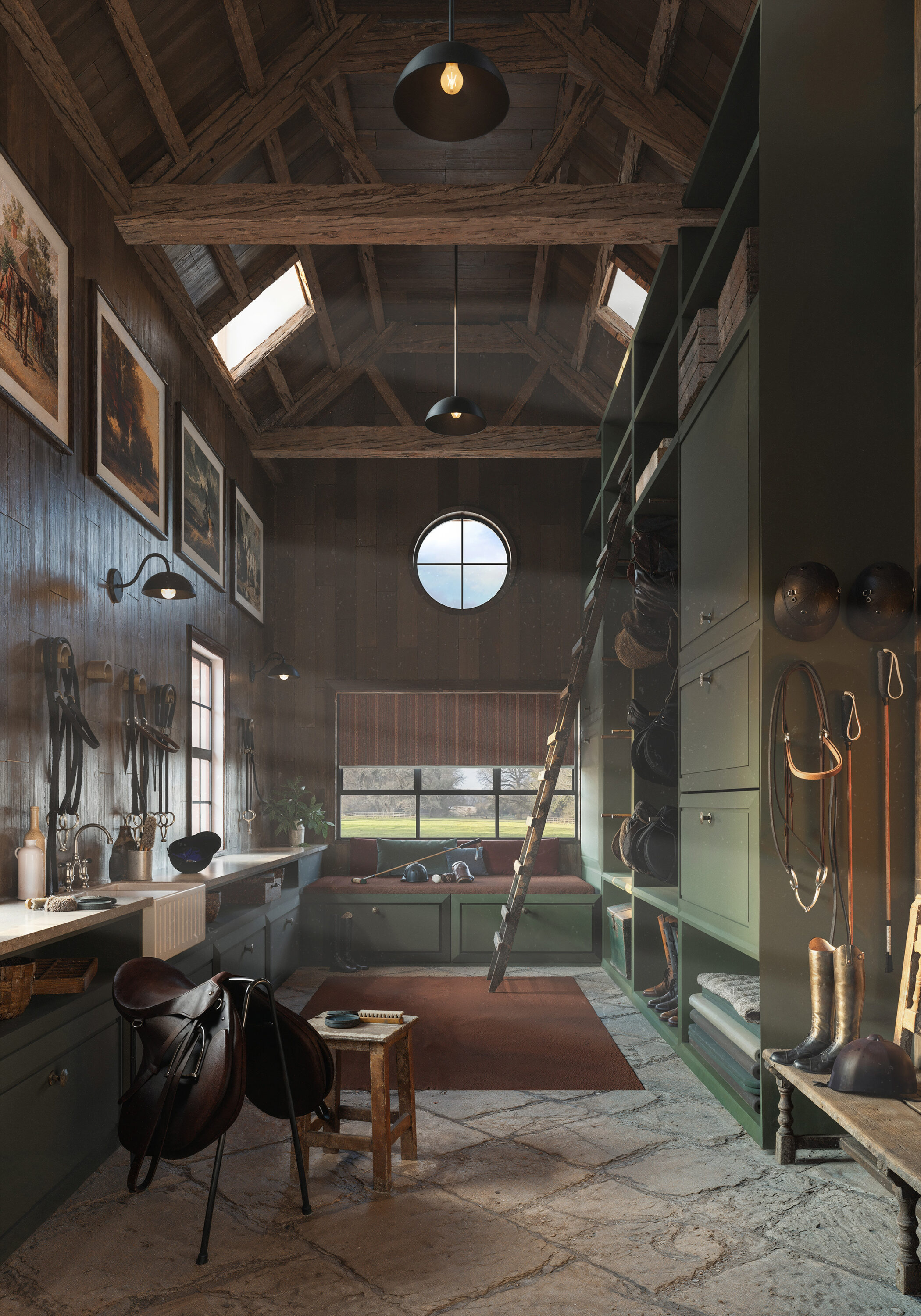 Tack room and stables