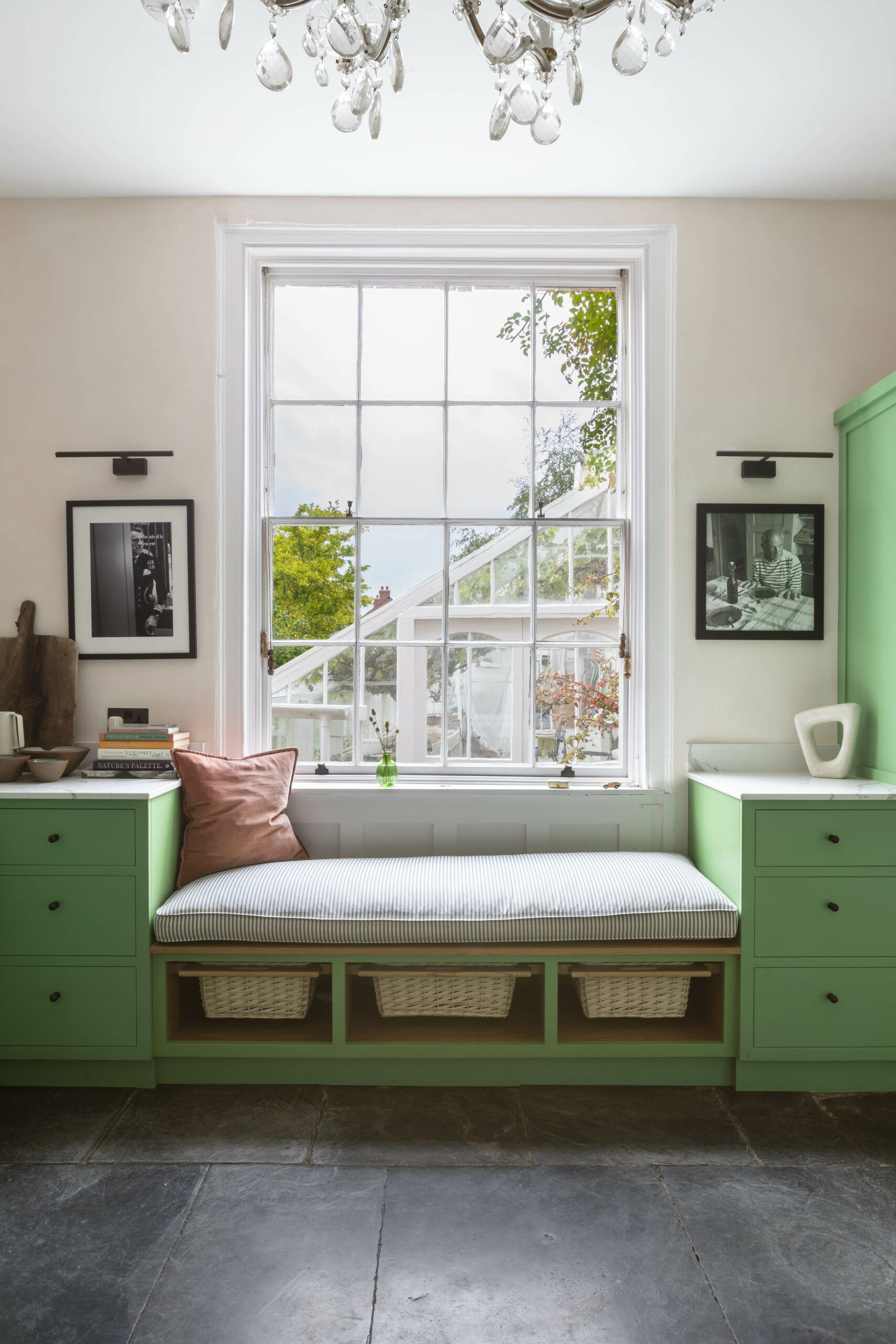 Beautiful window seat in a Georgian home by HollandGreen
